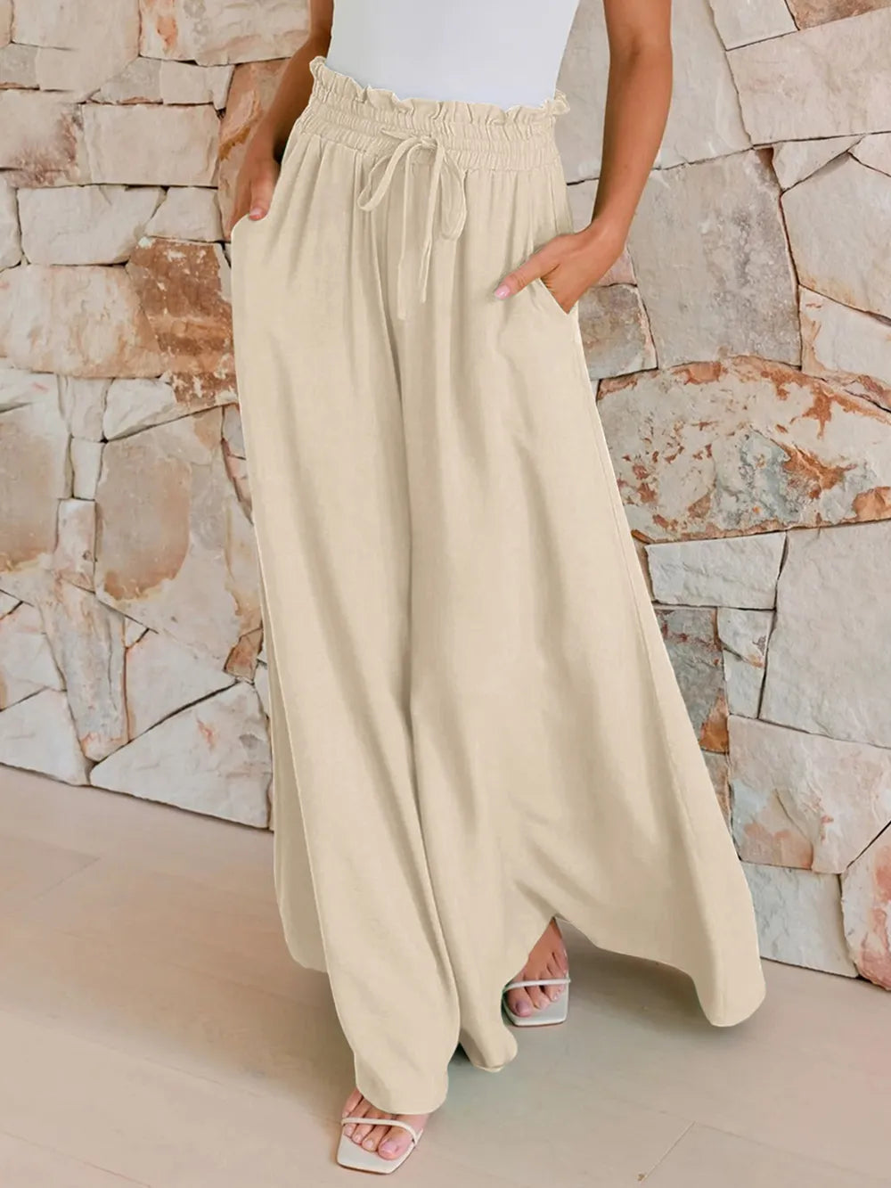 Drawstring Wide Leg Pants with Pockets – Trendsi | ClozArt