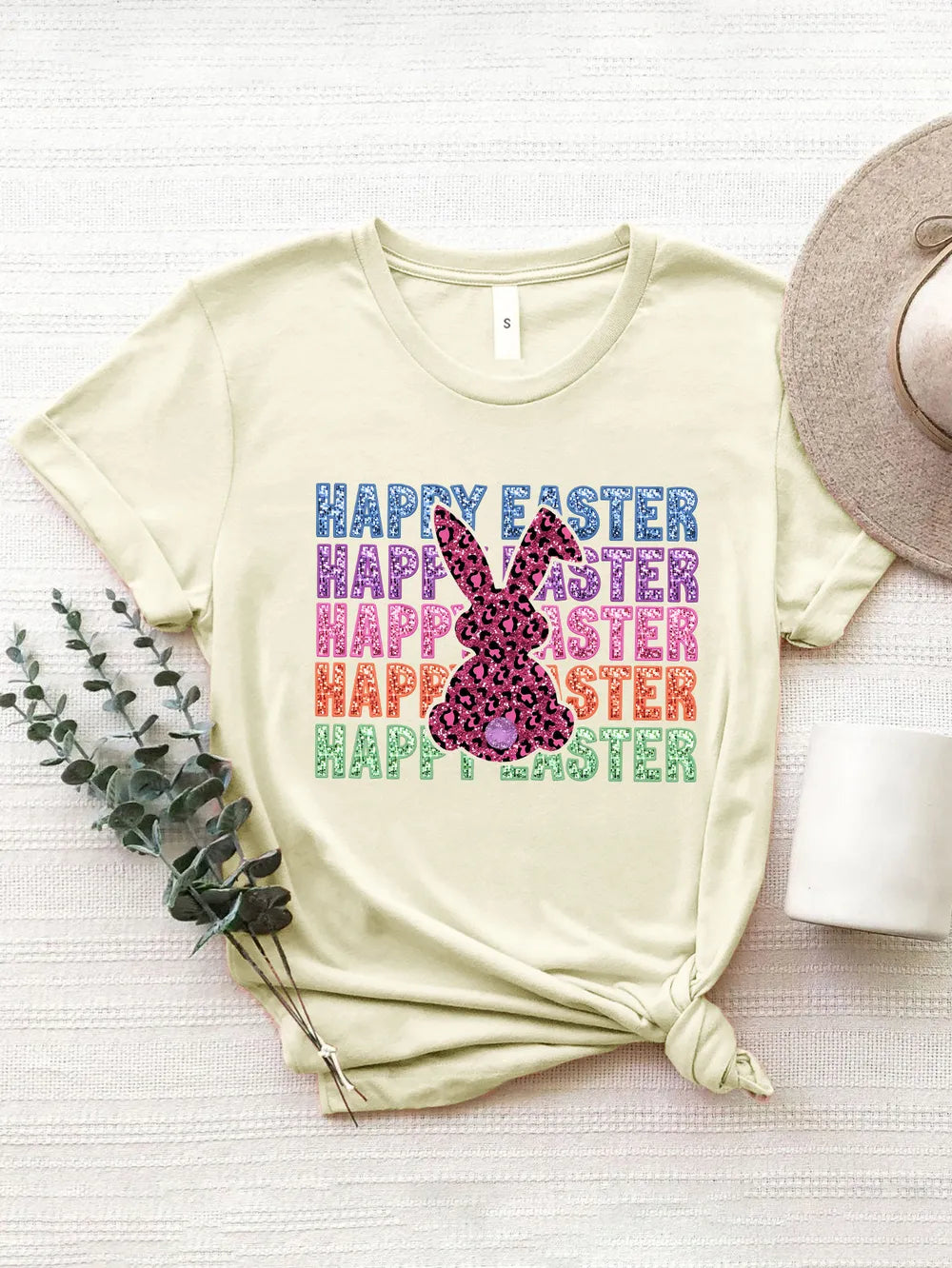 HAPPY EASTER Round Neck Short Sleeve T-Shirt – Trendsi | ClozArt