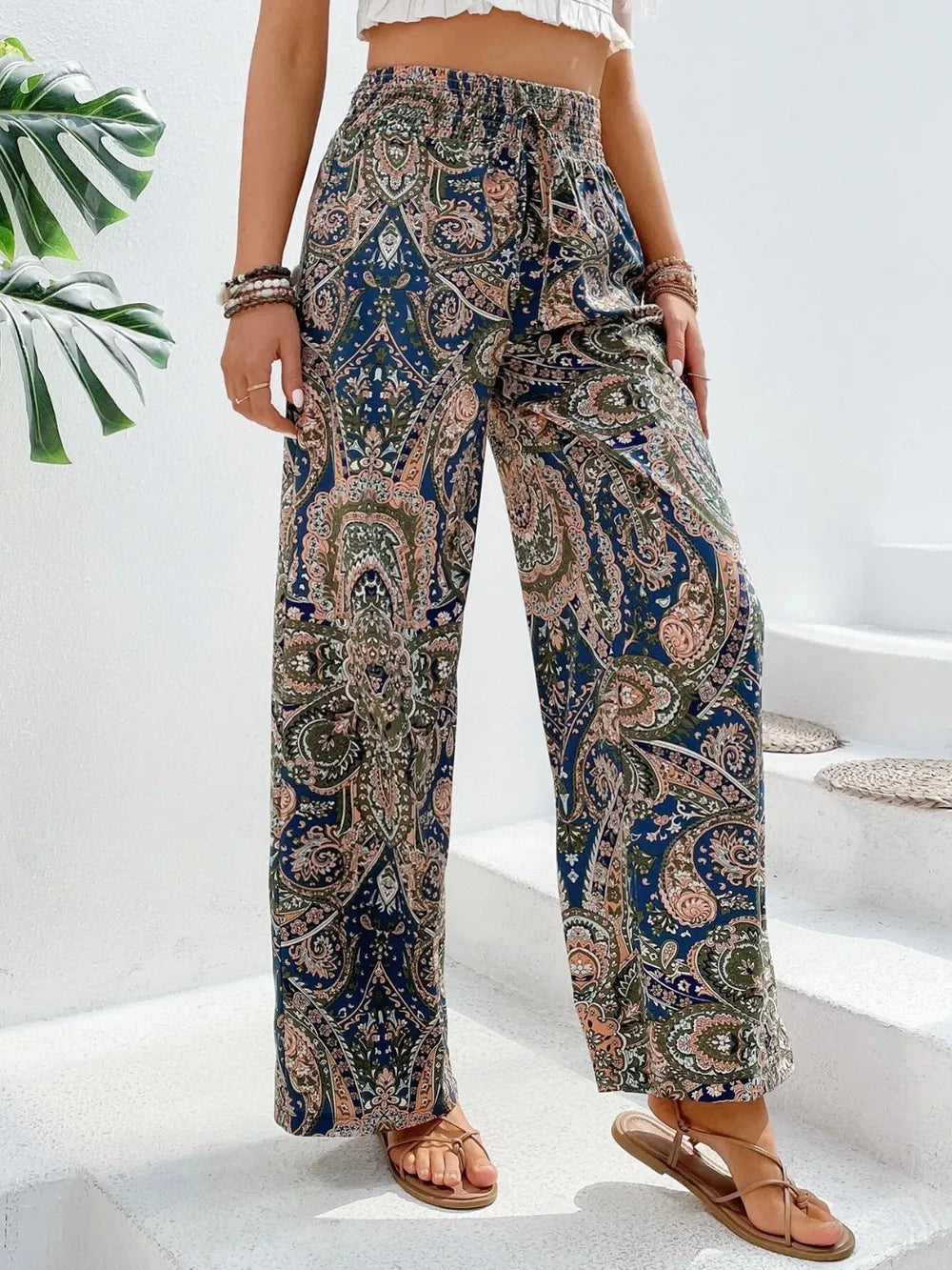 Printed Wide Leg Pants – Trendsi | ClozArt
