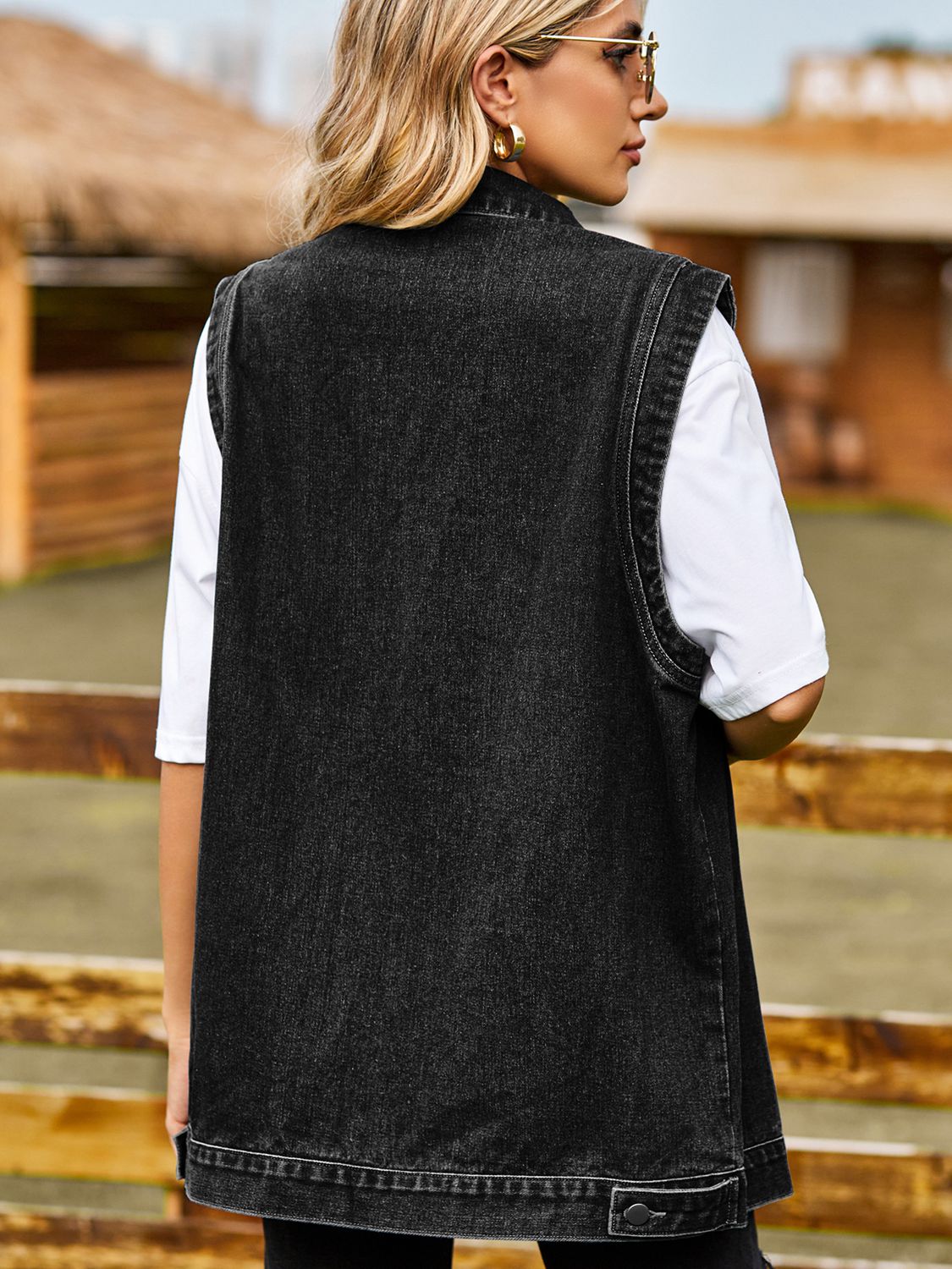 Button Down Denim Vest – Trendsi | ClozArt