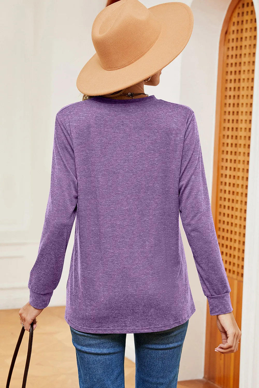 Notched Long Sleeve T-Shirt – Trendsi | ClozArt