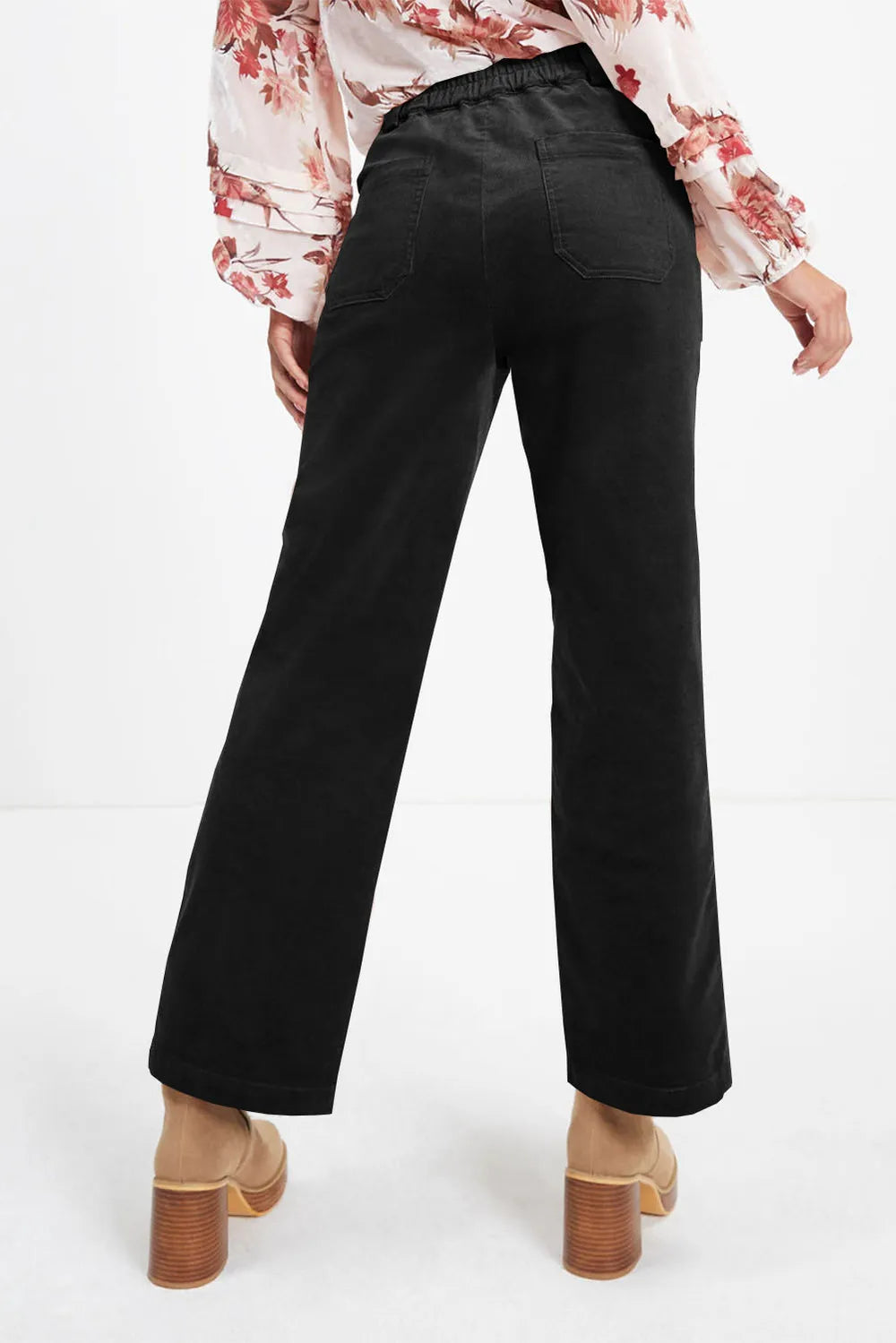 Half Elastic Waist Straight Pants – Trendsi | ClozArt