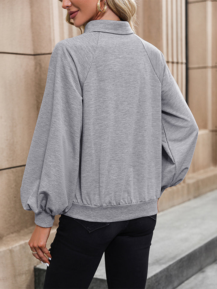 Perfee Collared Neck Raglan Sleeve Blouse – Trendsi | ClozArt