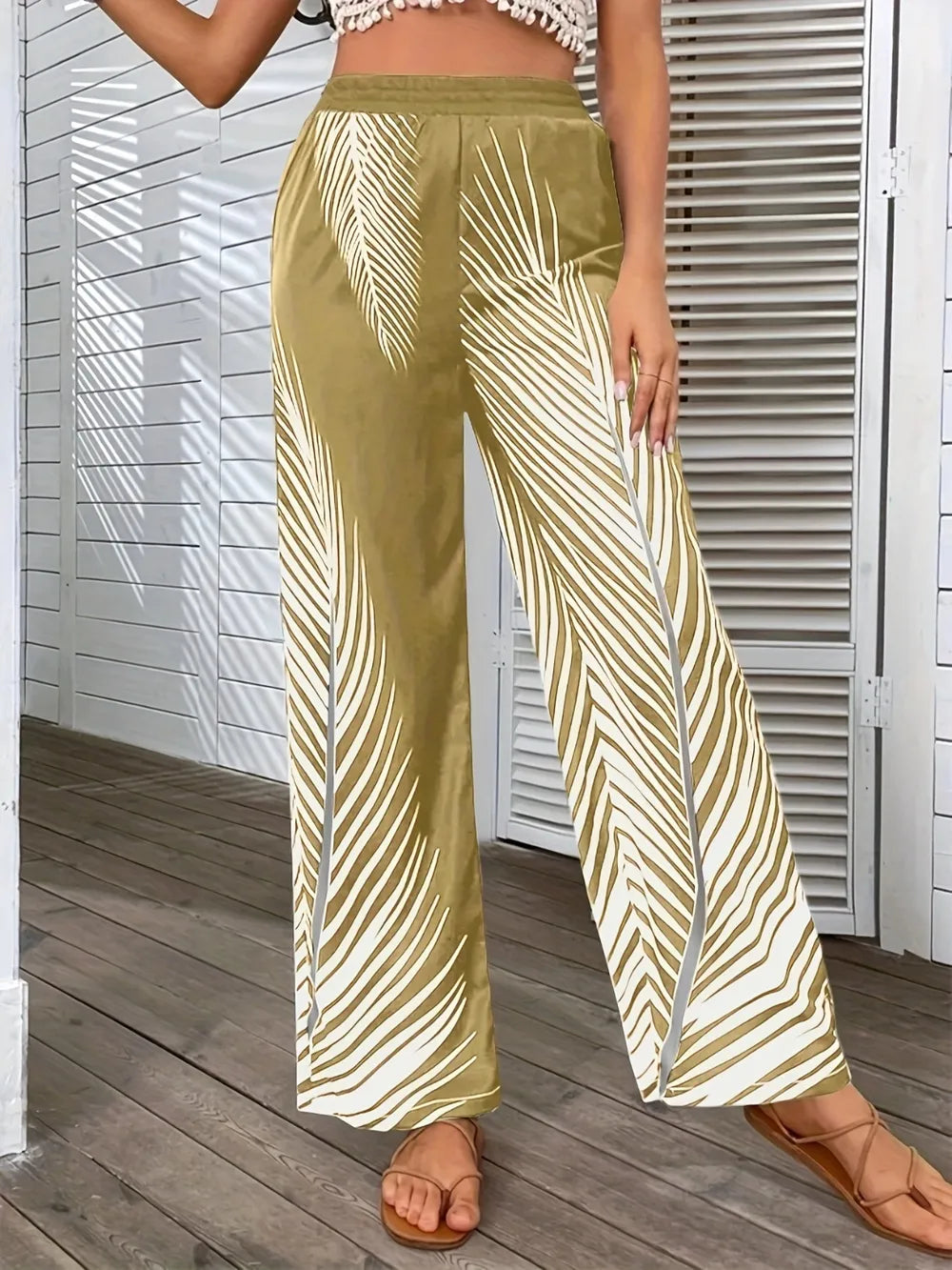 Printed Wide Leg Pants – Trendsi | ClozArt