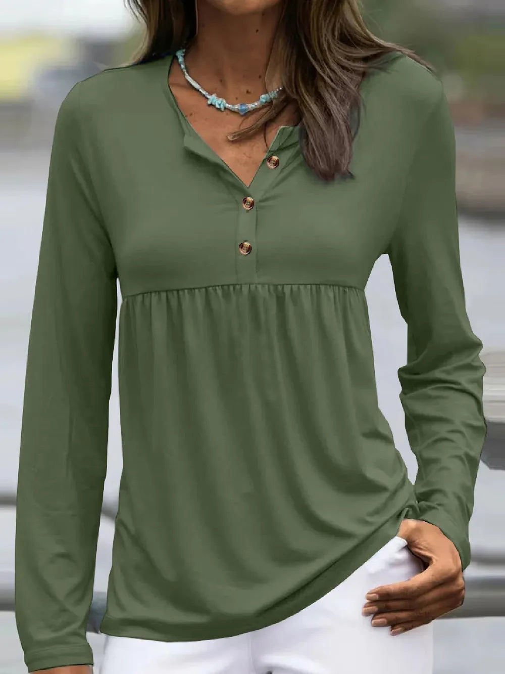 Half Button Long Sleeve T-Shirt – Trendsi | ClozArt