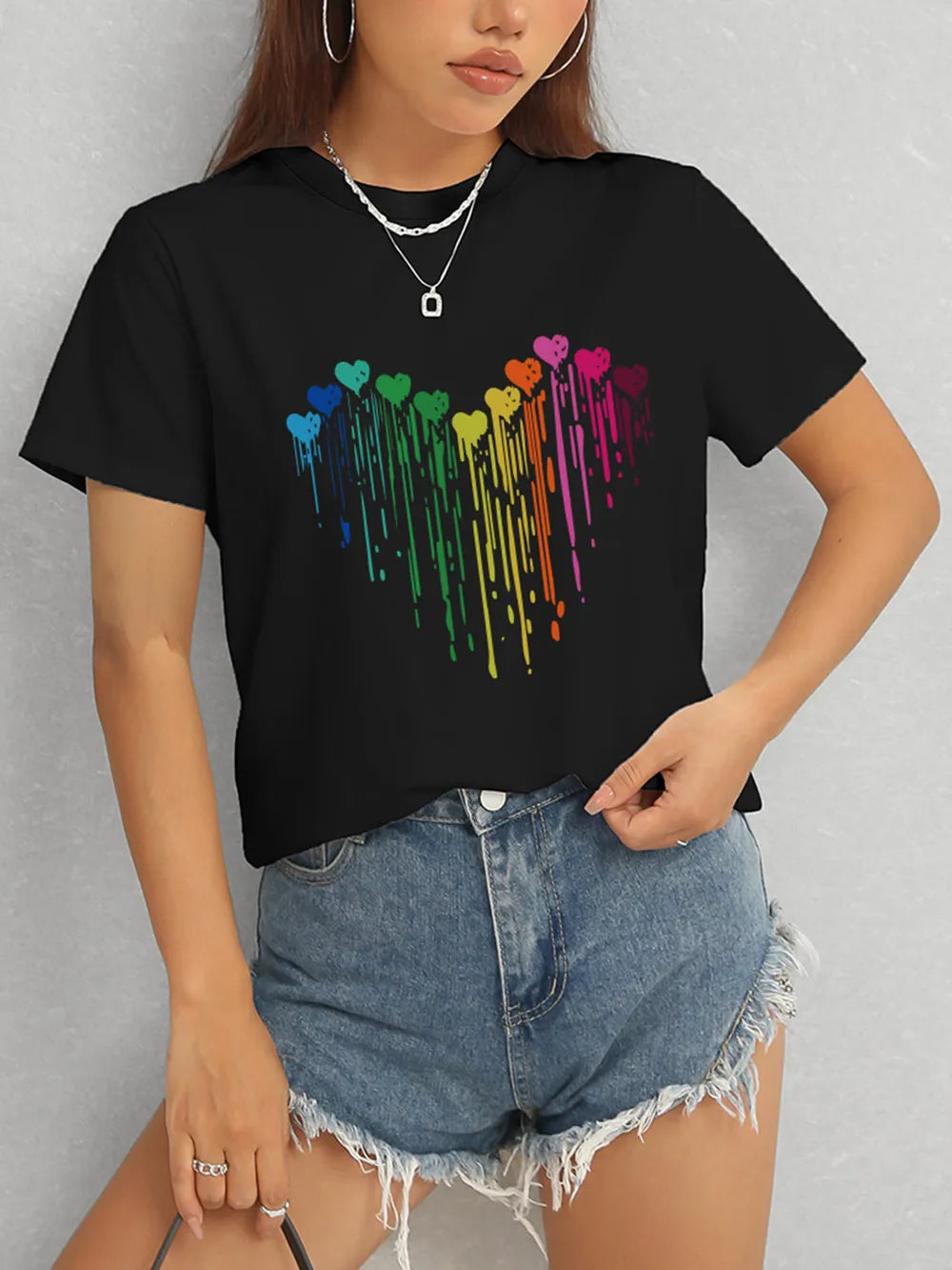 Heart Round Neck Short Sleeve T-Shirt – Trendsi | ClozArt