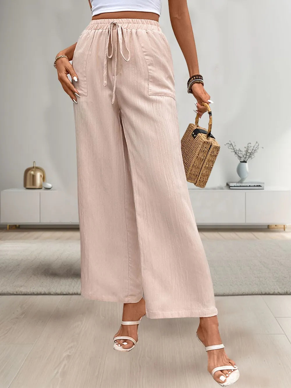 Perfee Tied Wide Leg Pants with Pockets – Trendsi | ClozArt