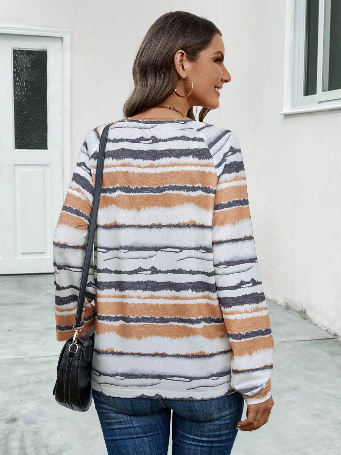 Striped V-Neck Long Sleeve T-Shirt – Trendsi | ClozArt