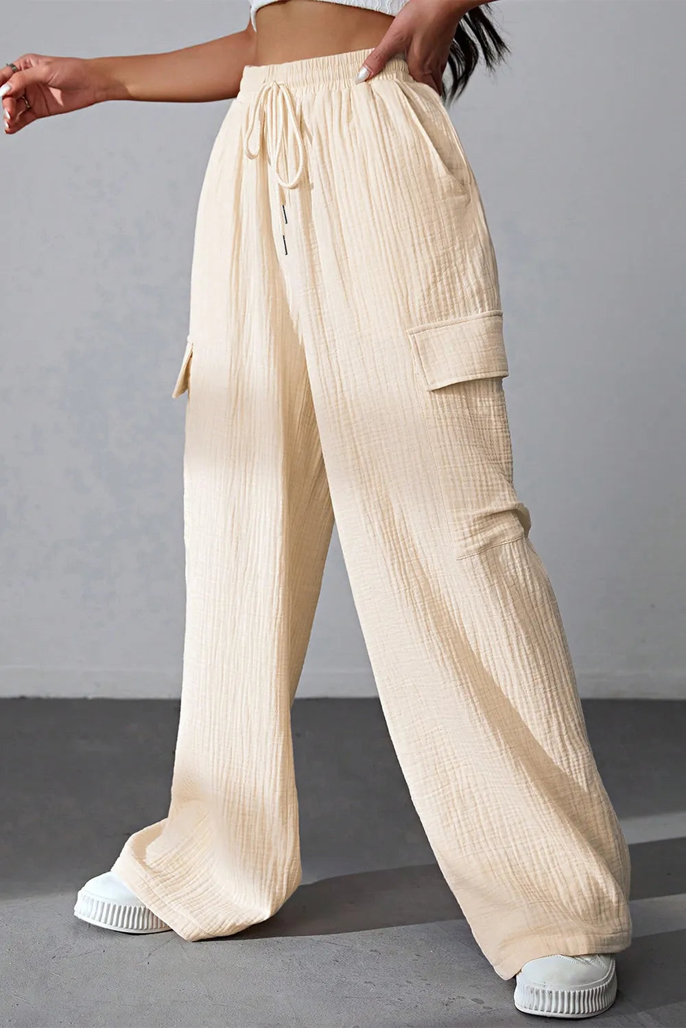 Drawstring Pocketed Wide Leg Pants – Trendsi | ClozArt