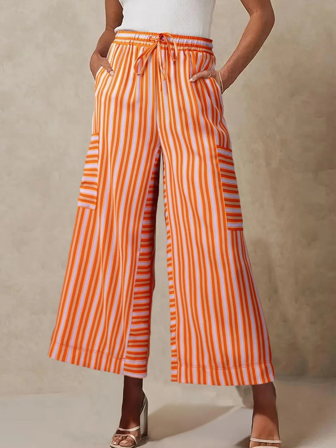 Contrast Striped Wide leg Pants – Trendsi | ClozArt