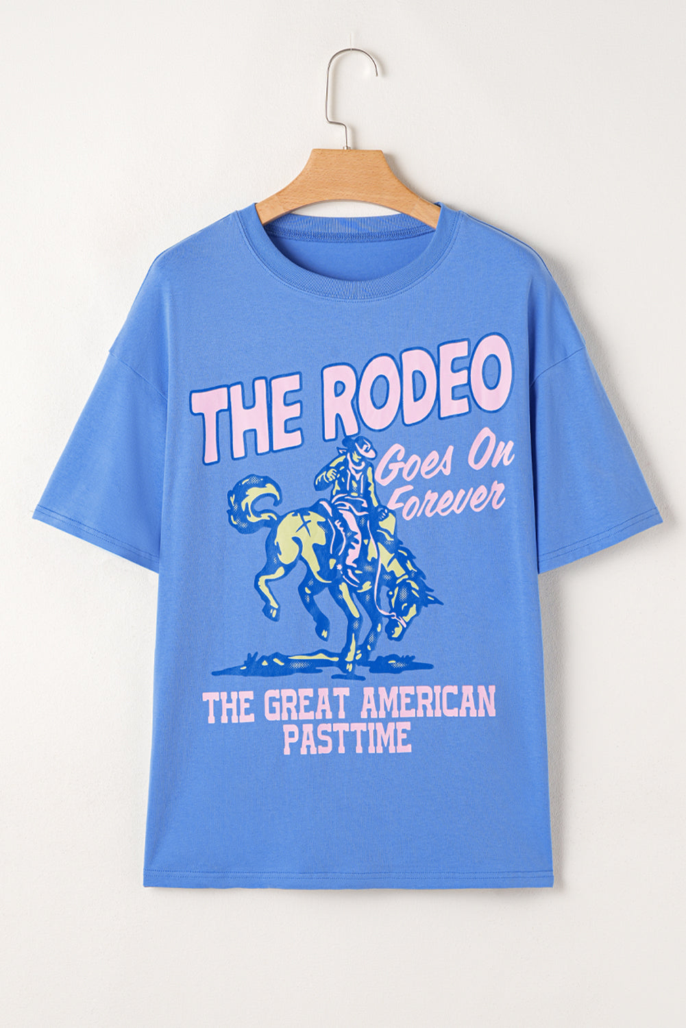 Sky Blue Rodeo Letter Graphic Tee – Shewin | ClozArt