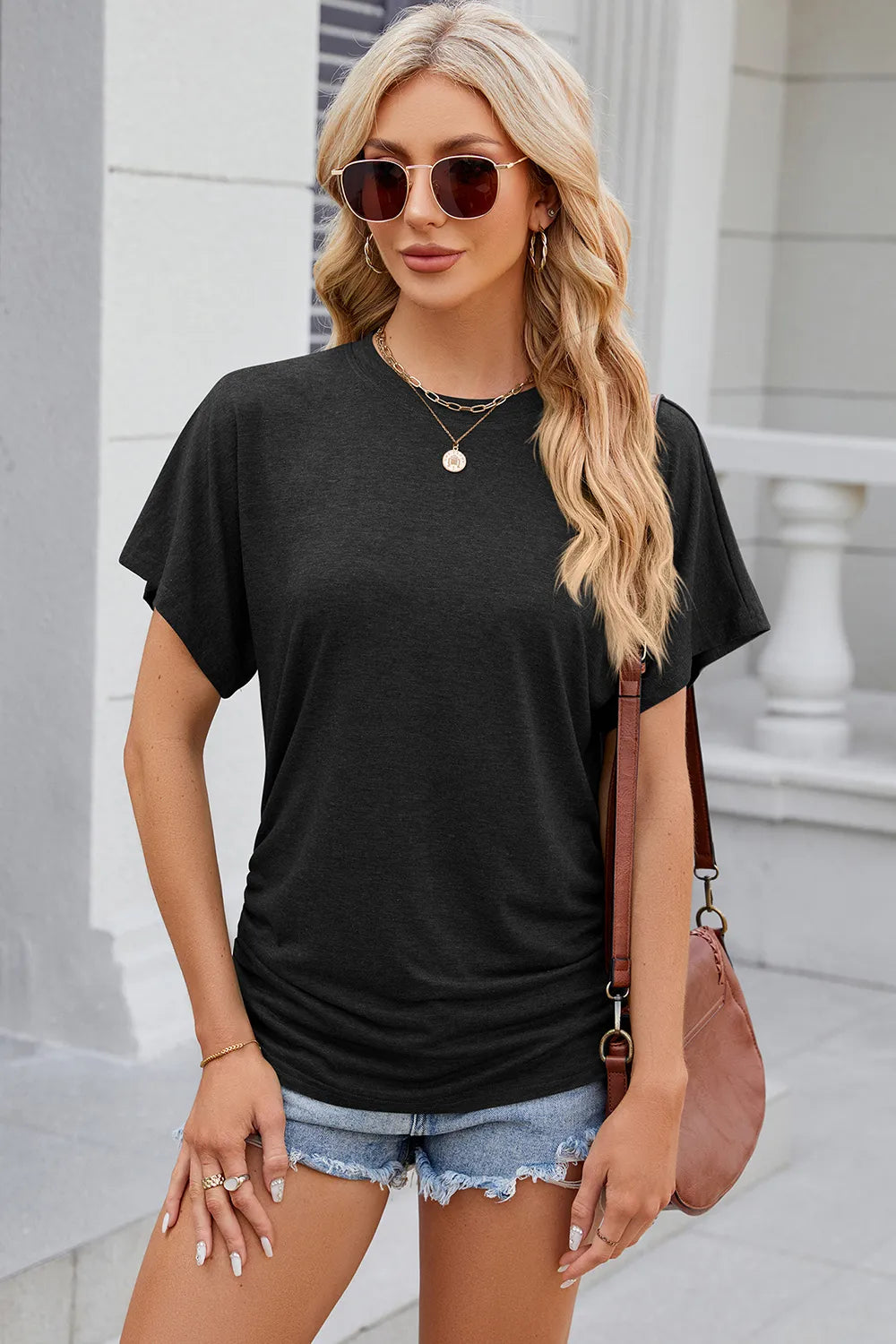 Round Neck Flutter Sleeve T-Shirt – Trendsi | ClozArt