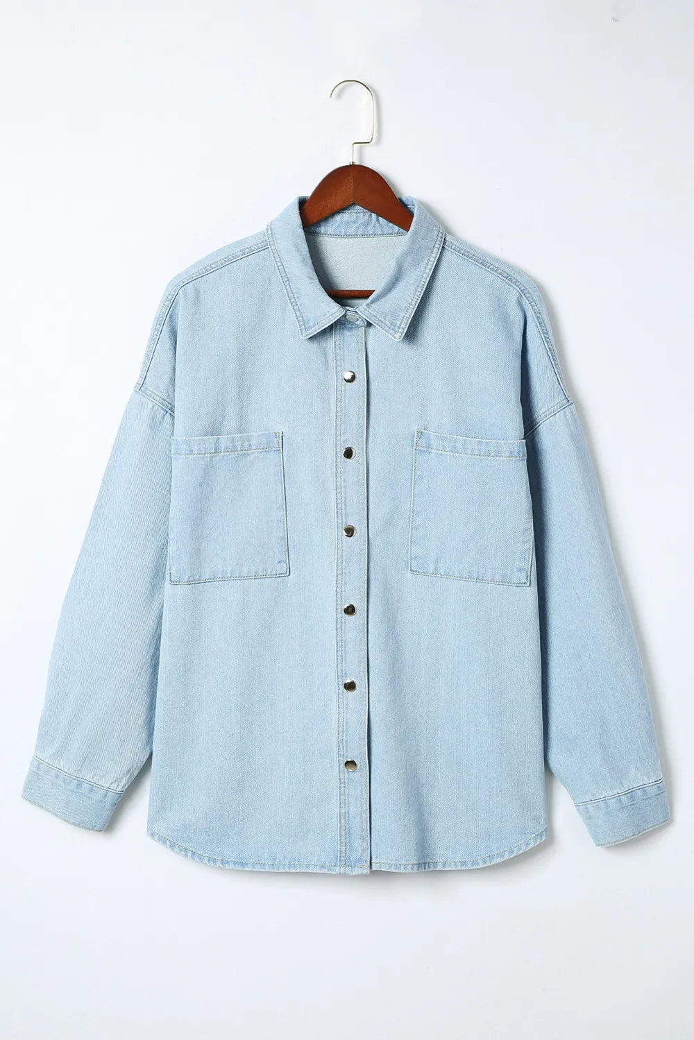 Plus Size Snap Down Pocketed Denim Jacket – Trendsi | ClozArt