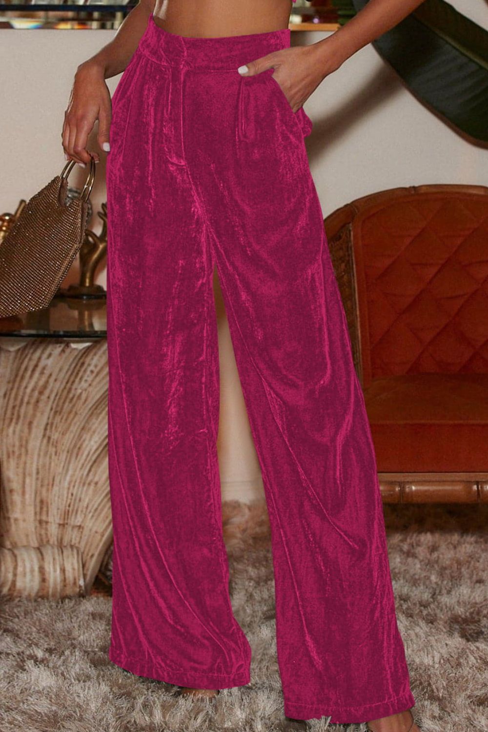 Loose Fit High Waist Long Pants with Pockets – Trendsi | ClozArt
