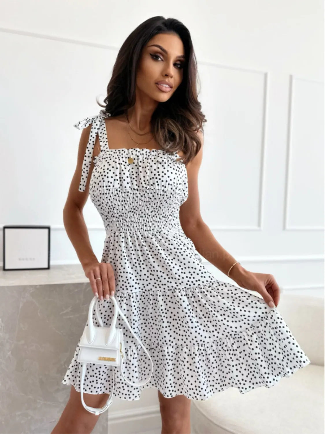 Polka Dot Square Neck Mini Cami Dress – Trendsi | ClozArt