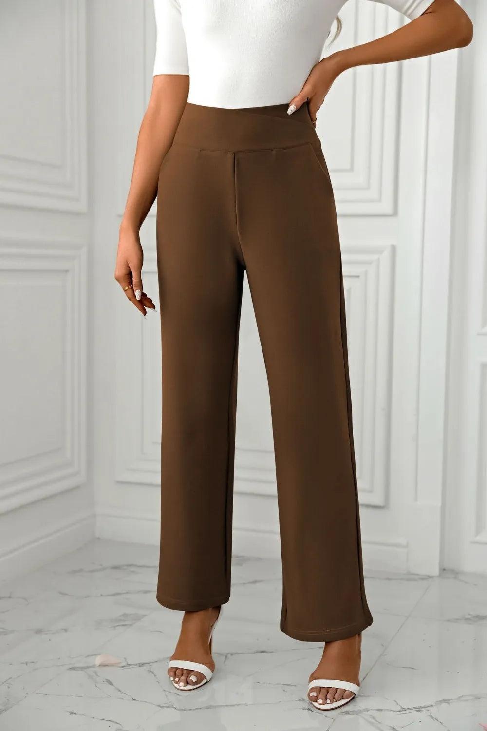 High Waist Straight Leg Pants – Trendsi | ClozArt
