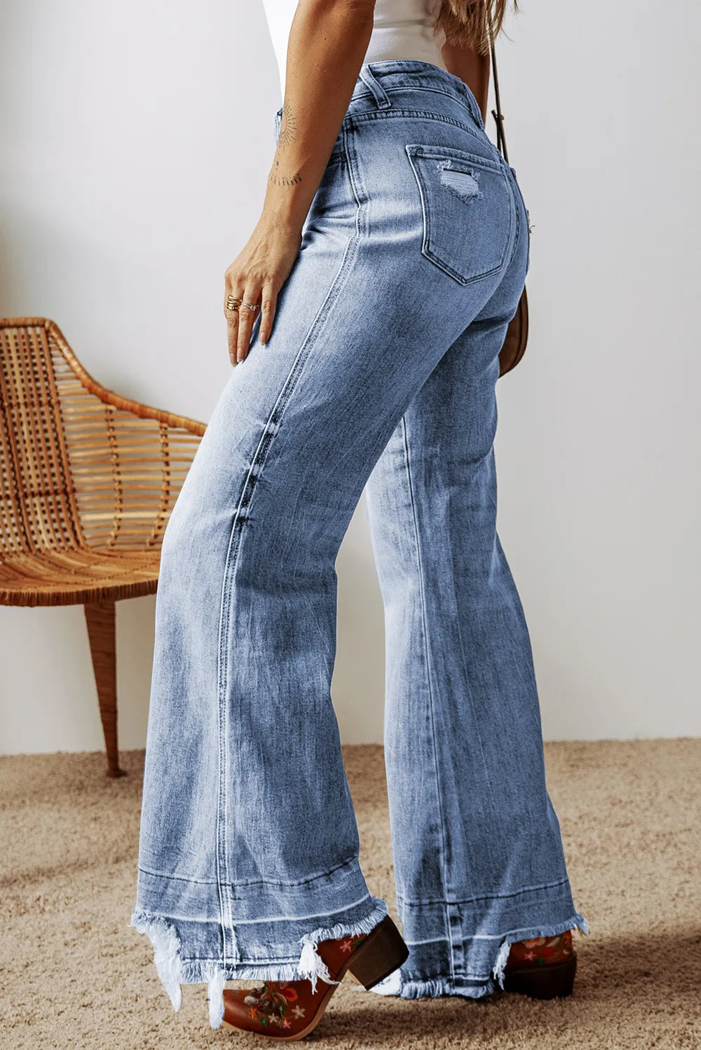 Raw Hem Bootcut Jeans with Pockets – Trendsi | ClozArt