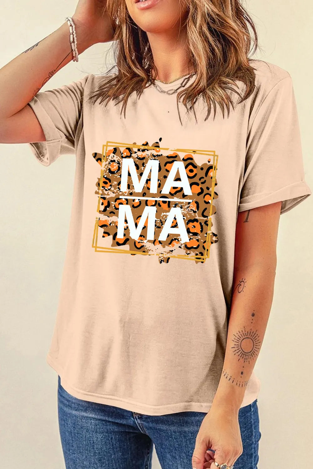 MAMA Round Neck Short Sleeve T-Shirt – Trendsi | ClozArt