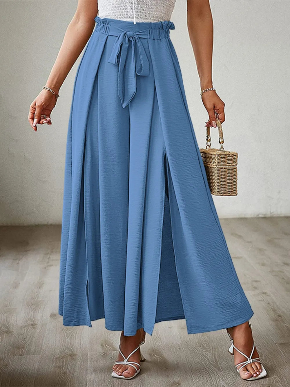 Tied Slit Wide Leg Pants – Trendsi | ClozArt
