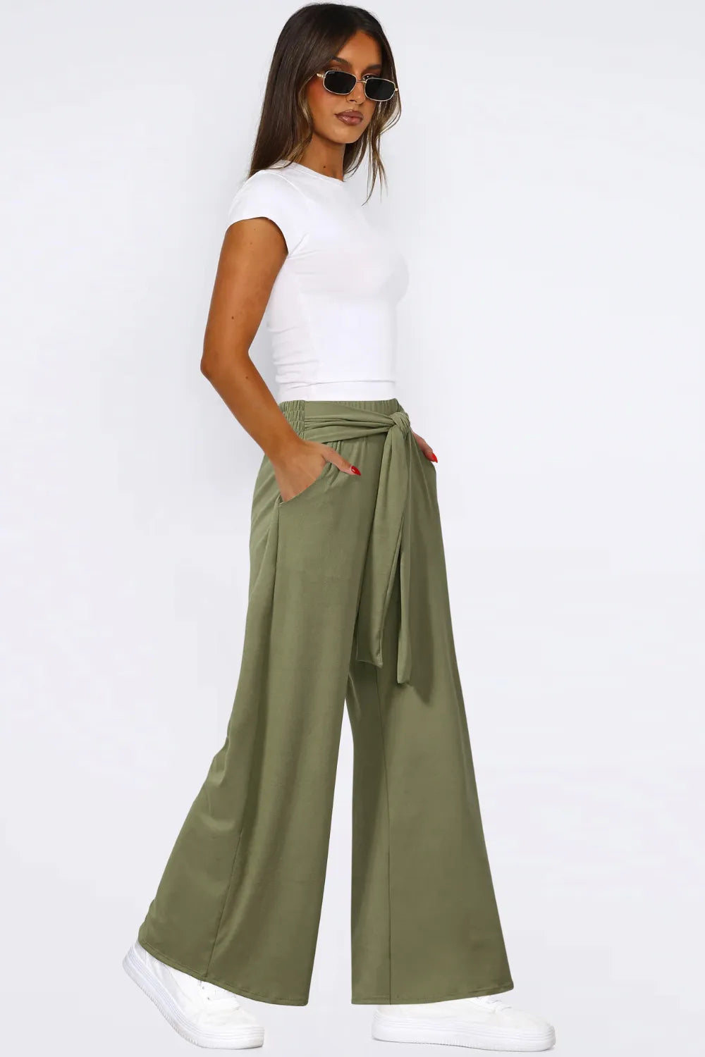 Tied Wide Leg Pants with Pockets – Trendsi | ClozArt