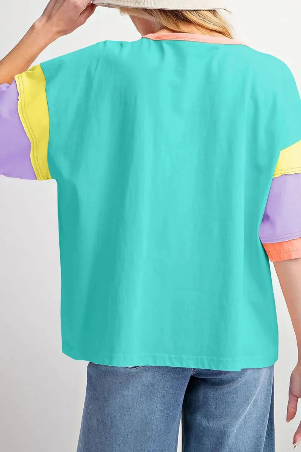 Color Block Round Neck Half Sleeve T-Shirt – Trendsi | ClozArt