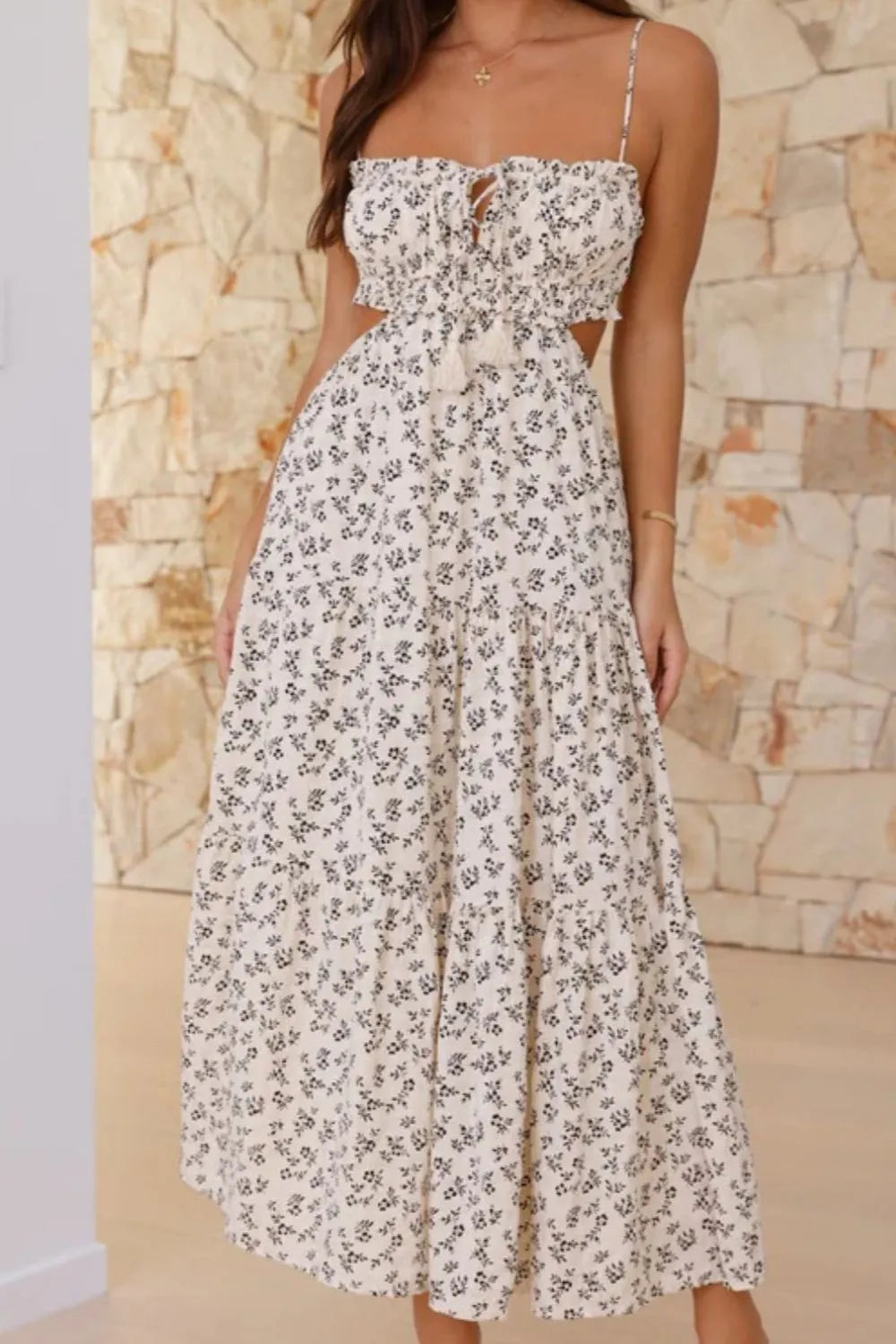 Cutout Printed Sleeveless Midi Cami Dress – Trendsi | ClozArt