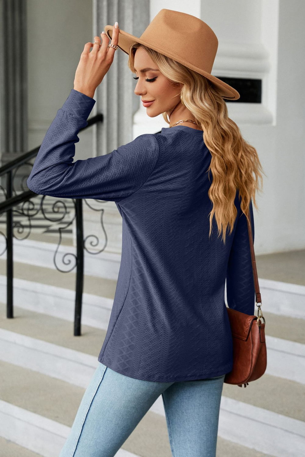 Notched Neck Long Sleeve Buttoned Blouse – Trendsi | ClozArt