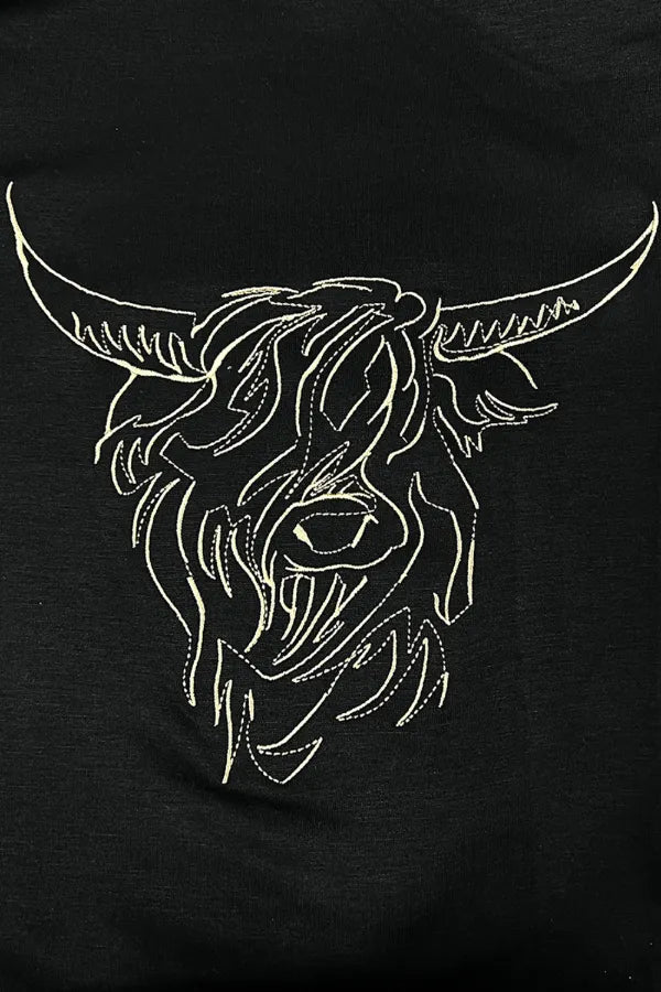 Bull Head Embroidered Round Neck T Shirt – Trendsi | ClozArt