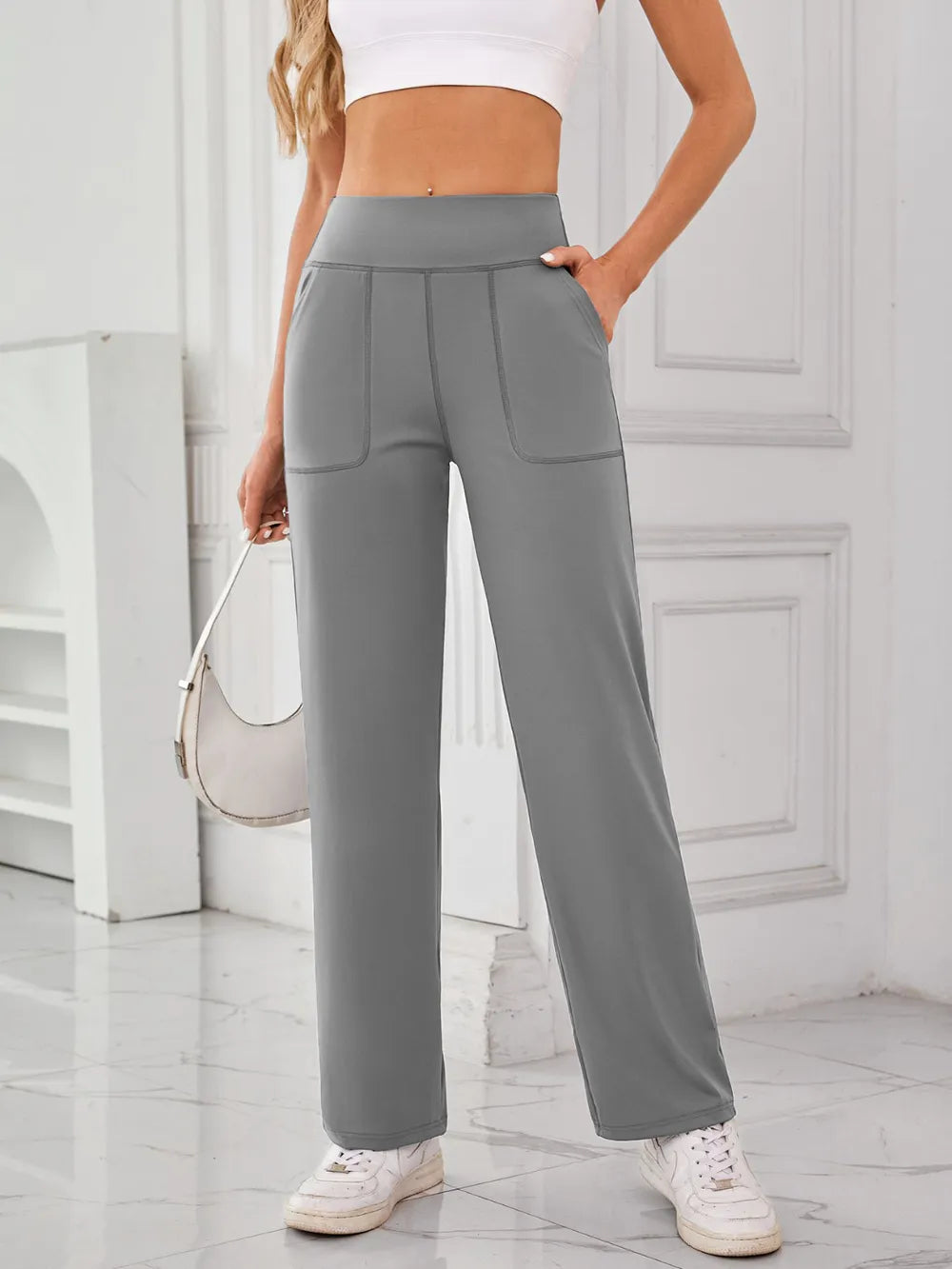 Lovelet High Waist Active Pants with Pockets – Trendsi | ClozArt