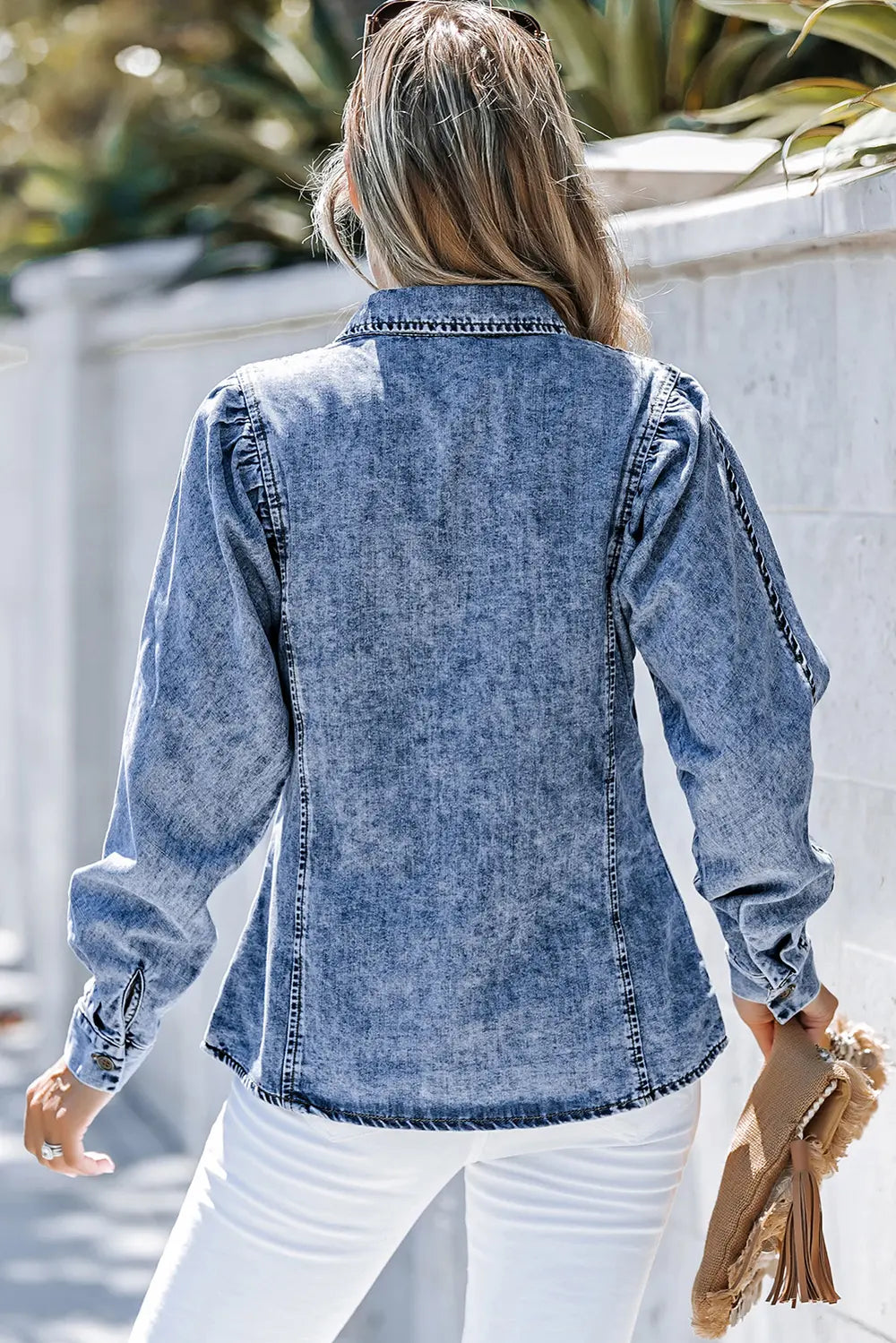 Button Up Collared Neck Denim Top – Trendsi | ClozArt