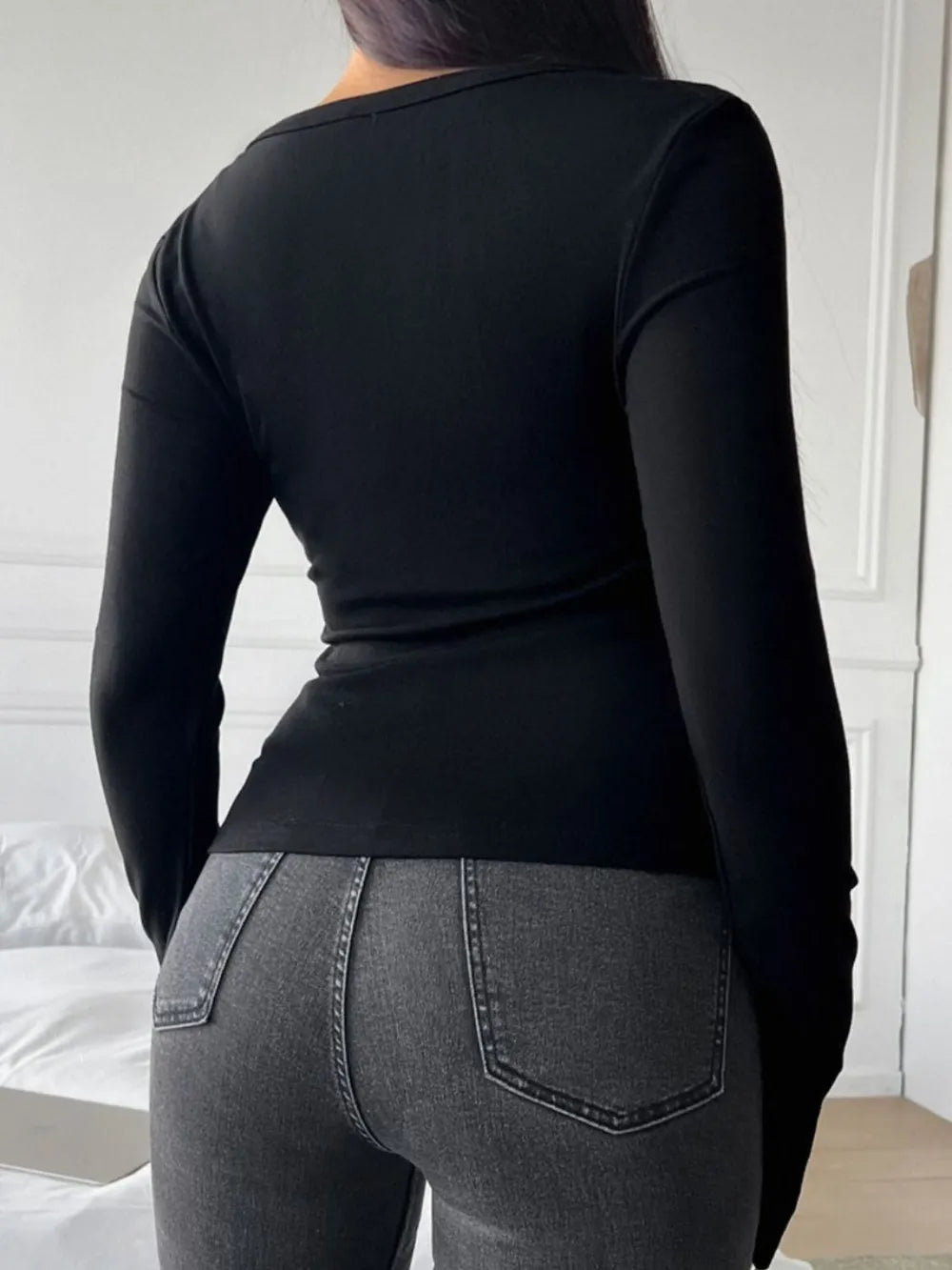 Devine Quarter Button Long Sleeve T-Shirt – Trendsi | ClozArt