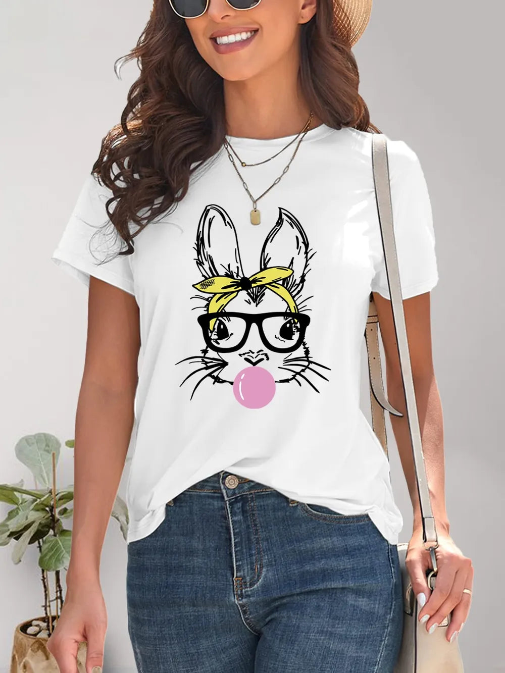 Rabbit Graphic Round Neck Short Sleeve T-Shirt – Trendsi | ClozArt