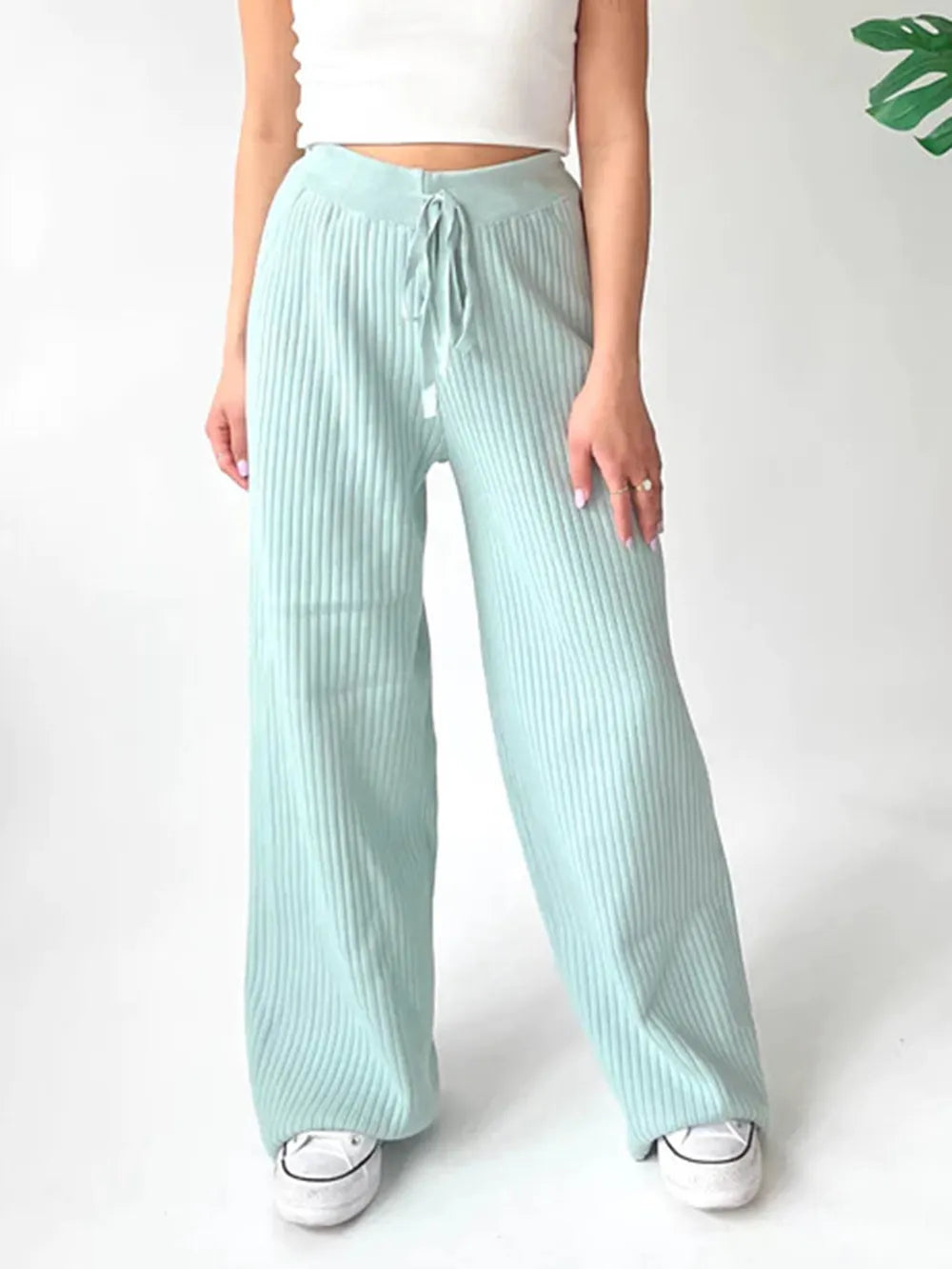 Ribbed Wide Leg Sweater Pants – Trendsi | ClozArt