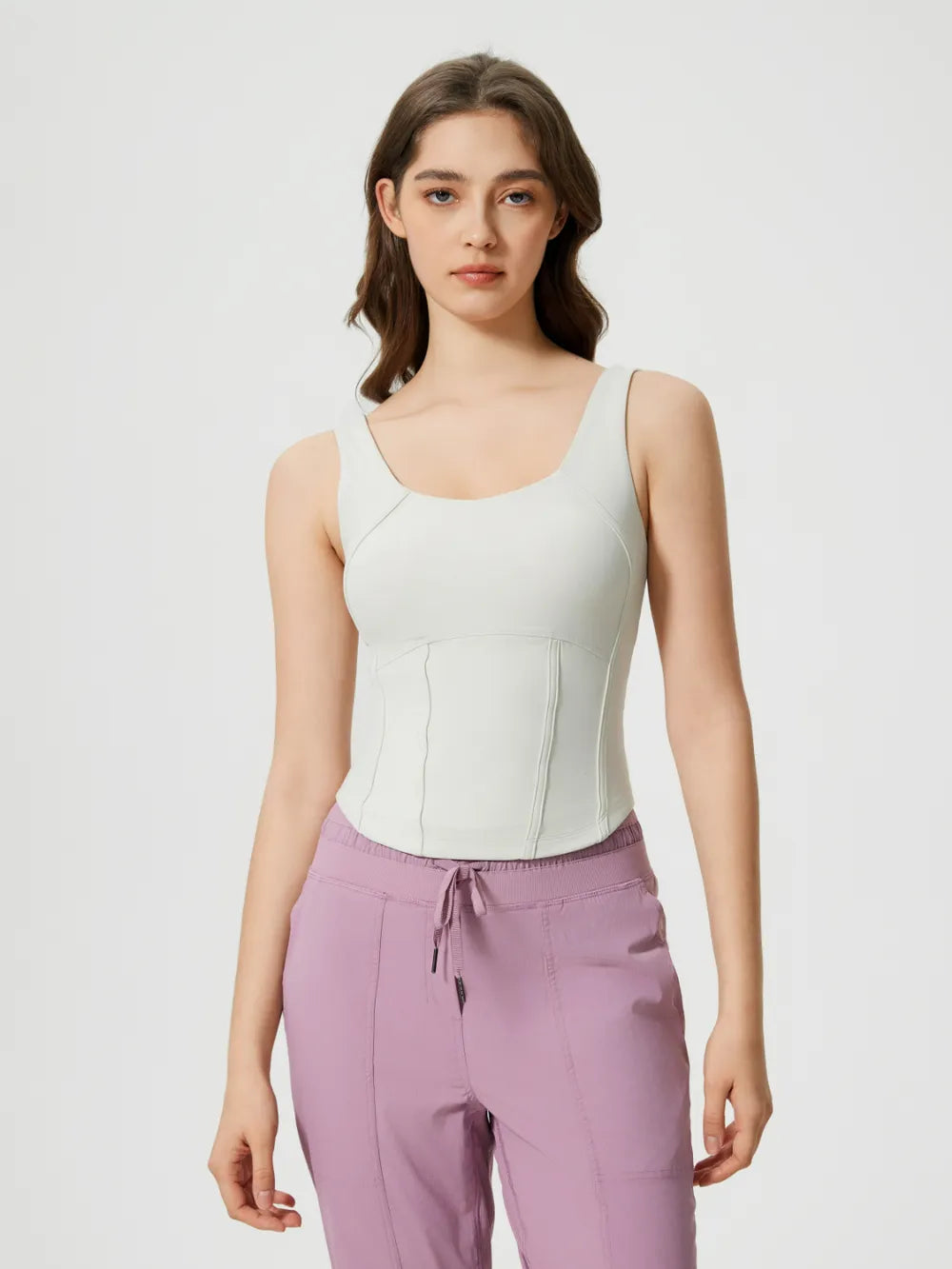 Millennia Round Neck Wide Strap Active Tank with Detachable Chest Pads – Trendsi | ClozArt