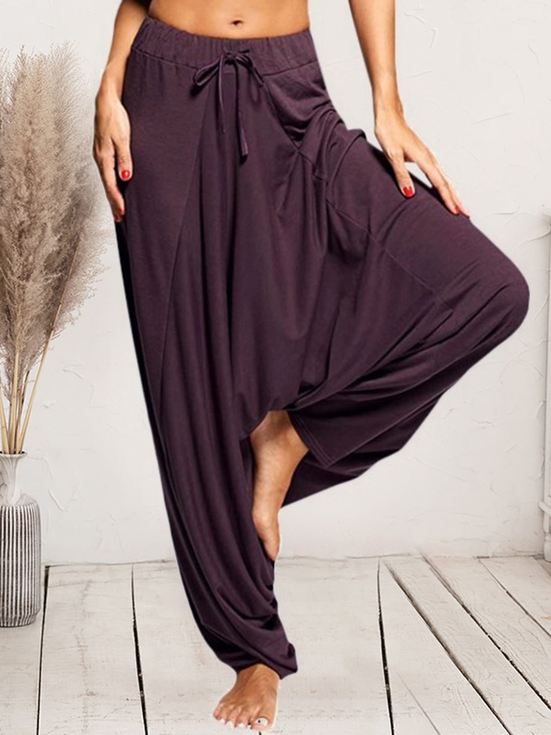Tied Mid Waist Long Harem Pants – Trendsi | ClozArt