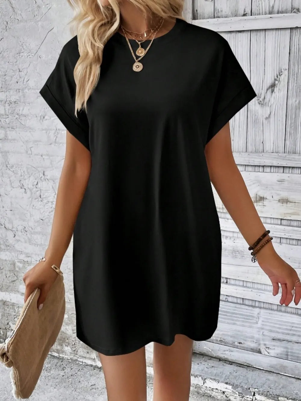Pocketed Round Neck Short Sleeve Dress – Trendsi | ClozArt