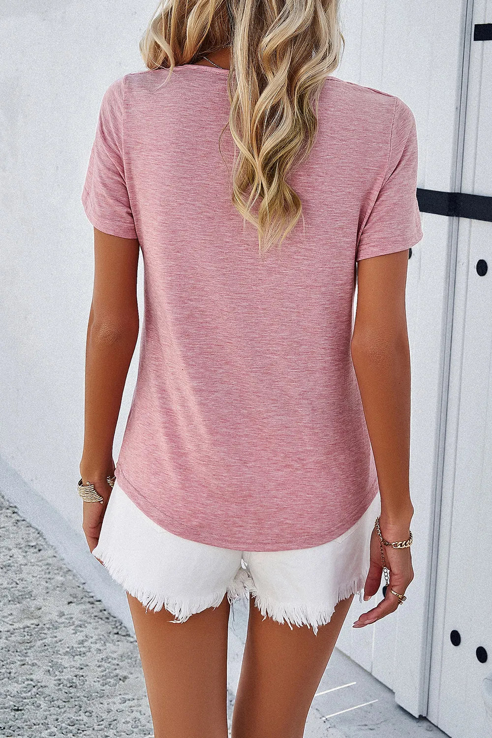 Devine V-Neck Short Sleeve T-Shirt – Trendsi | ClozArt