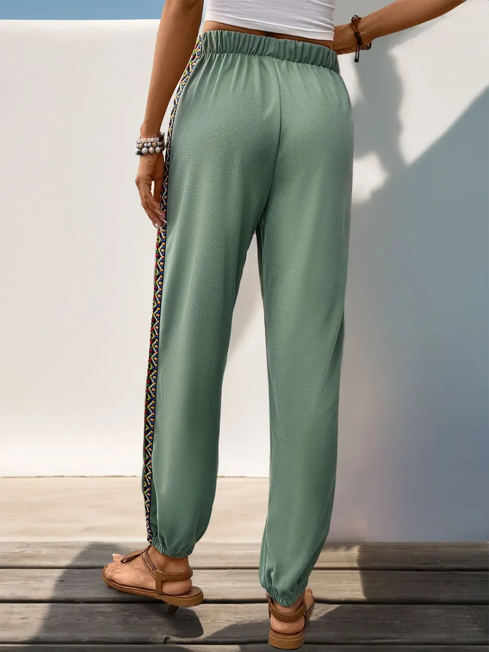 Perfee Weave Band Patchwork Elastic Waist Joggers – Trendsi | ClozArt