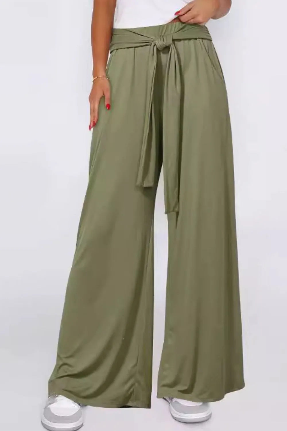 Tied Wide Leg Pants with Pockets – Trendsi | ClozArt