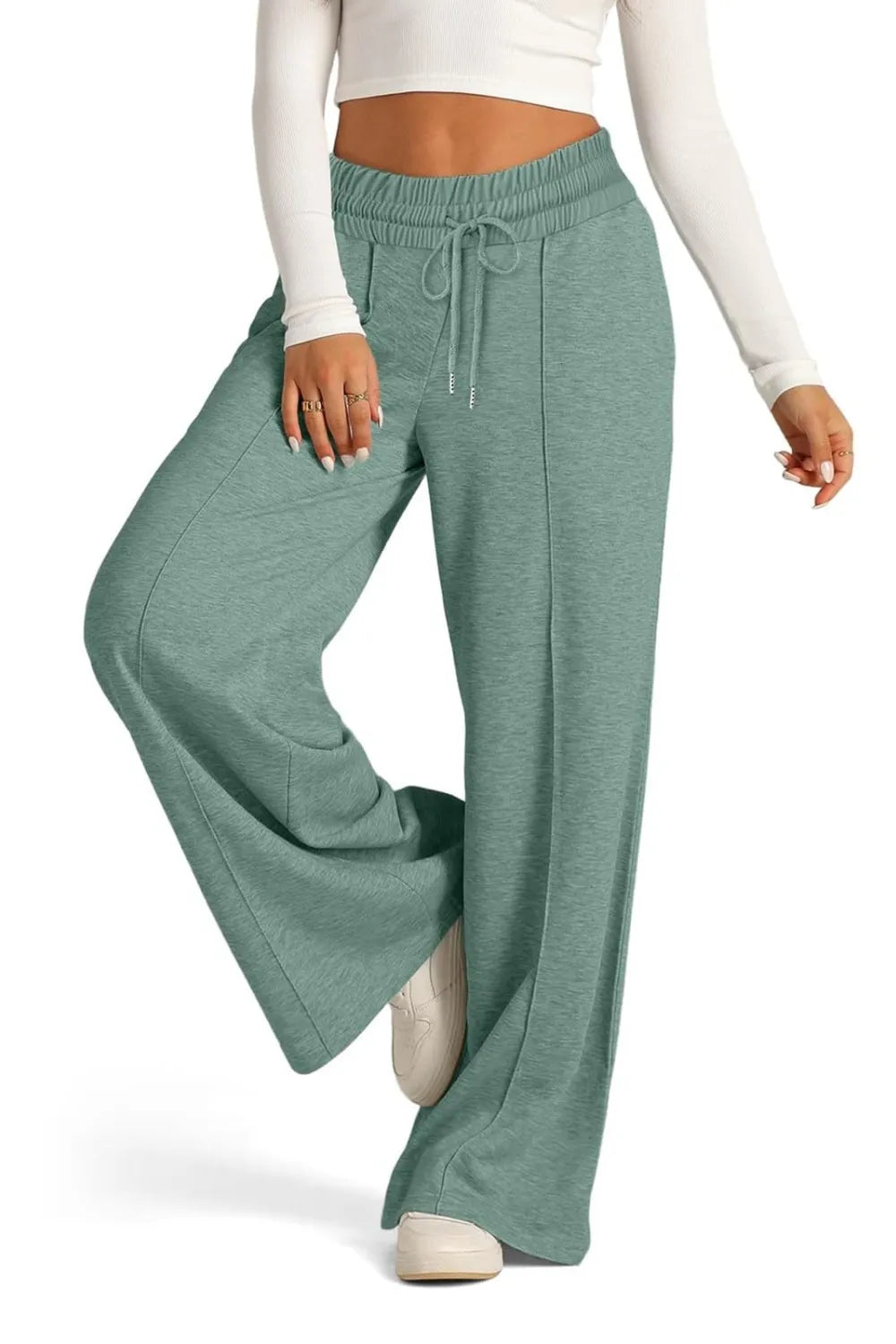 Drawstring Elastic Waist Wide Leg Pants – Trendsi | ClozArt