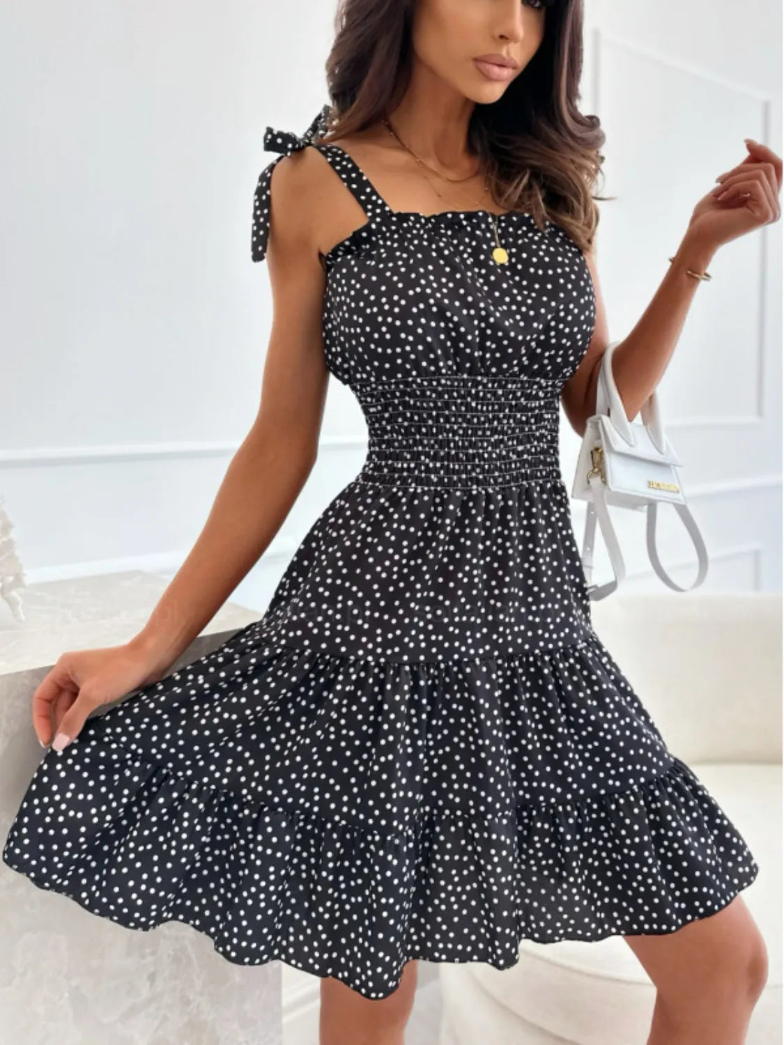 Polka Dot Square Neck Mini Cami Dress – Trendsi | ClozArt