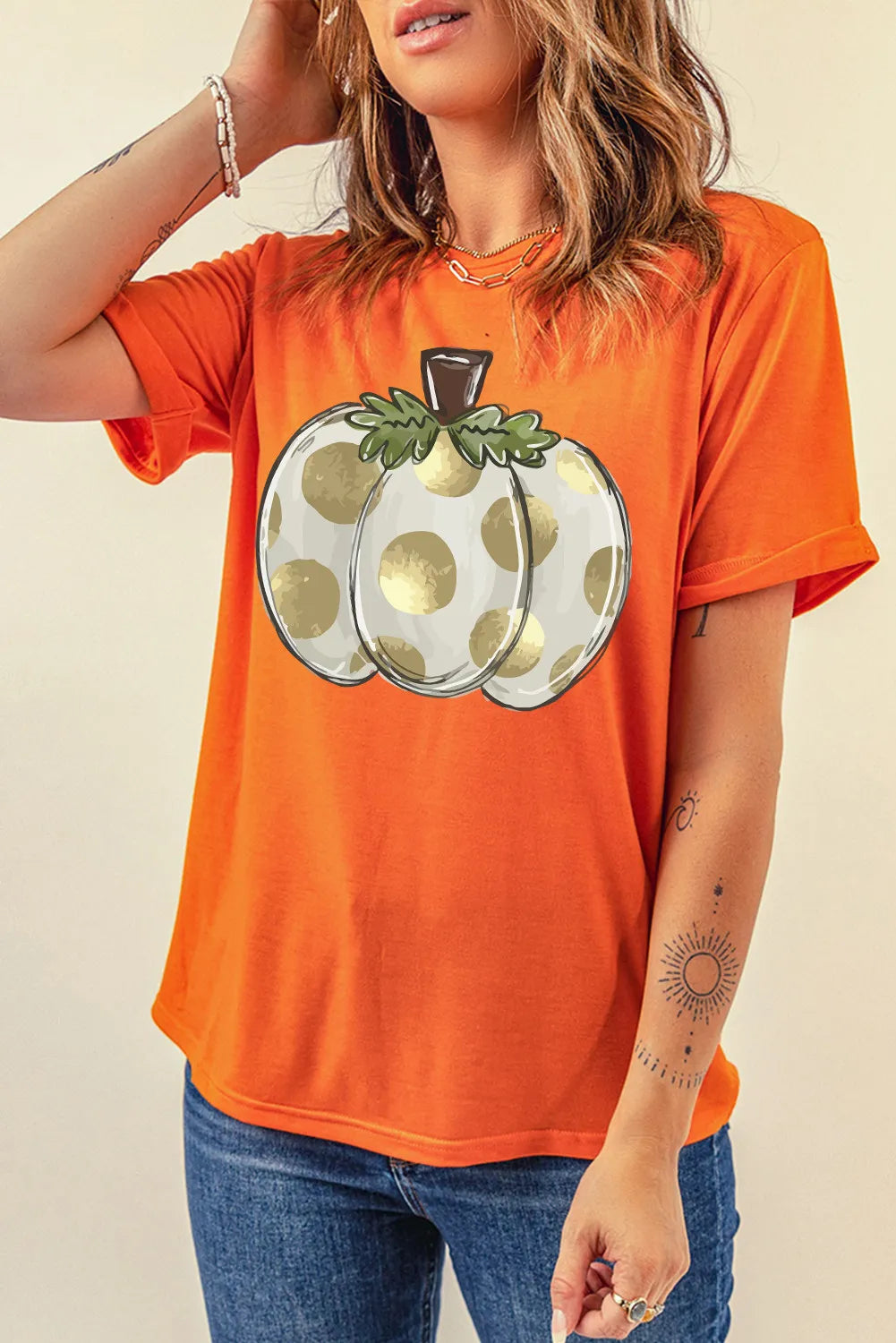 Pumpkin Graphic Round Neck Short Sleeve T-Shirt – Trendsi | ClozArt