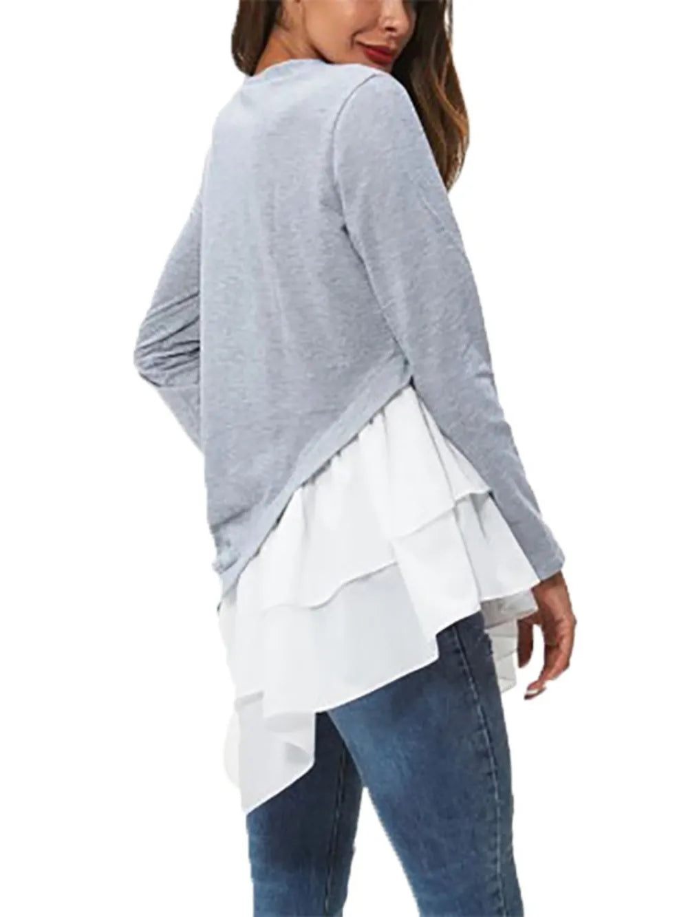 Ivy Lane Tiered Contrast Round Neck Long Sleeve T-Shirt – Trendsi | ClozArt