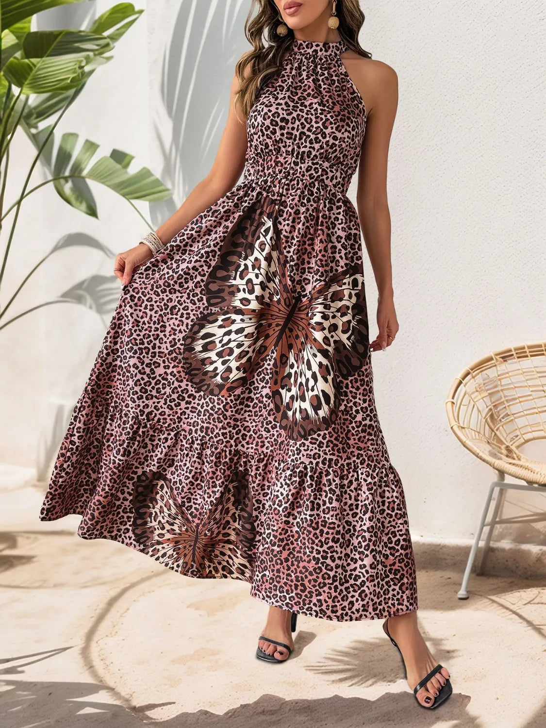 Butterfly Leopard Grecian Neck Maxi Dress – Trendsi | ClozArt