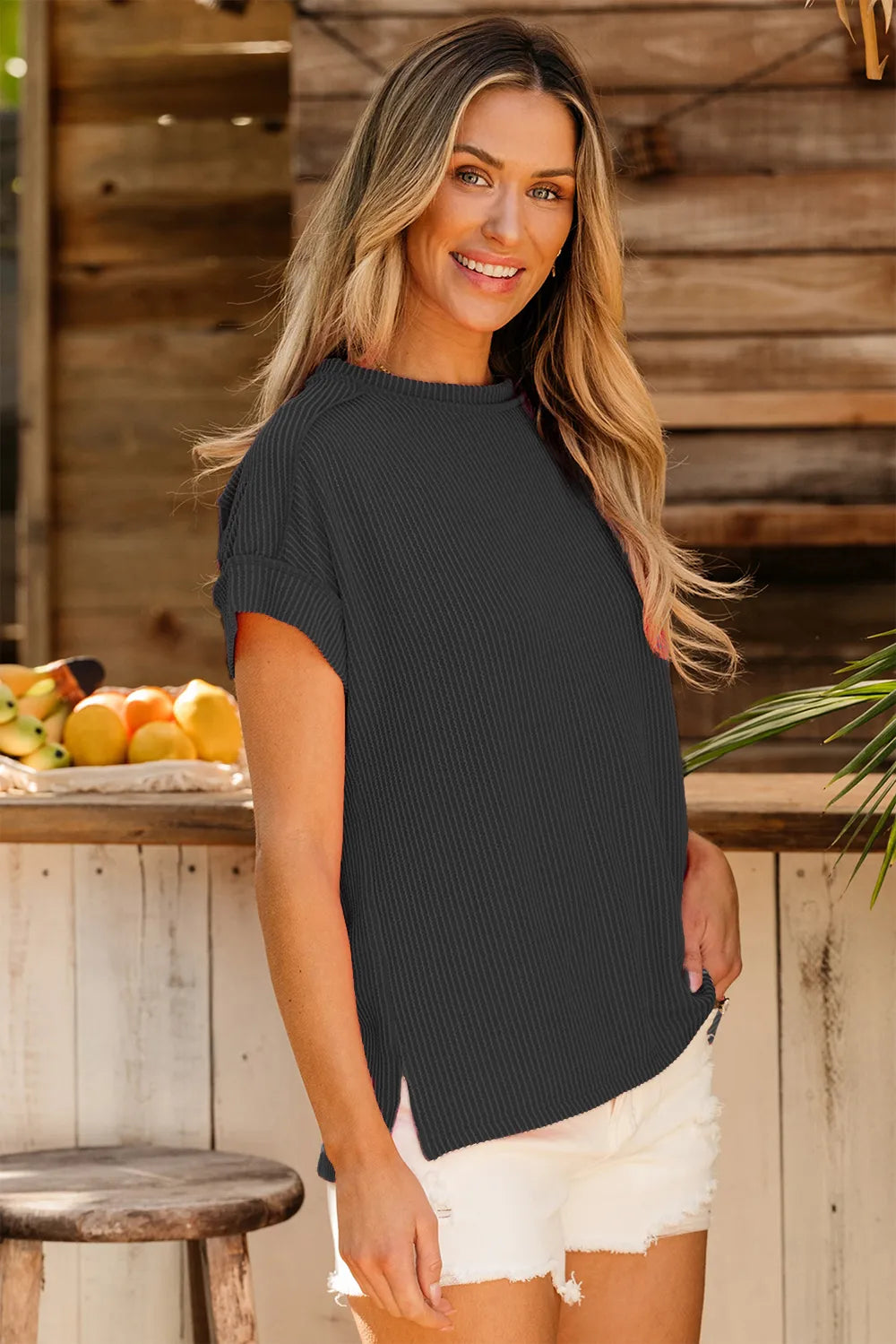 Exposed Seam Round Neck Short Sleeve T-Shirt – Trendsi | ClozArt