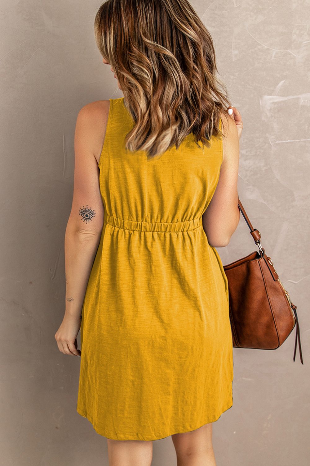 Sleeveless Button Down Mini Magic Dress – Trendsi | ClozArt