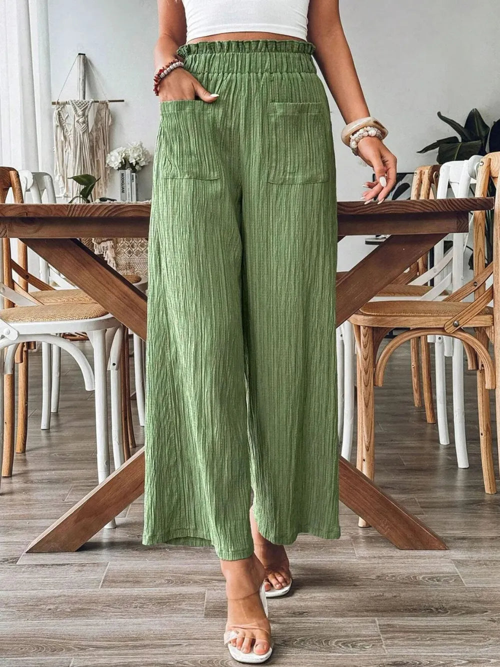 Pocketed Elastic Waist Wide Leg Pants – Trendsi | ClozArt