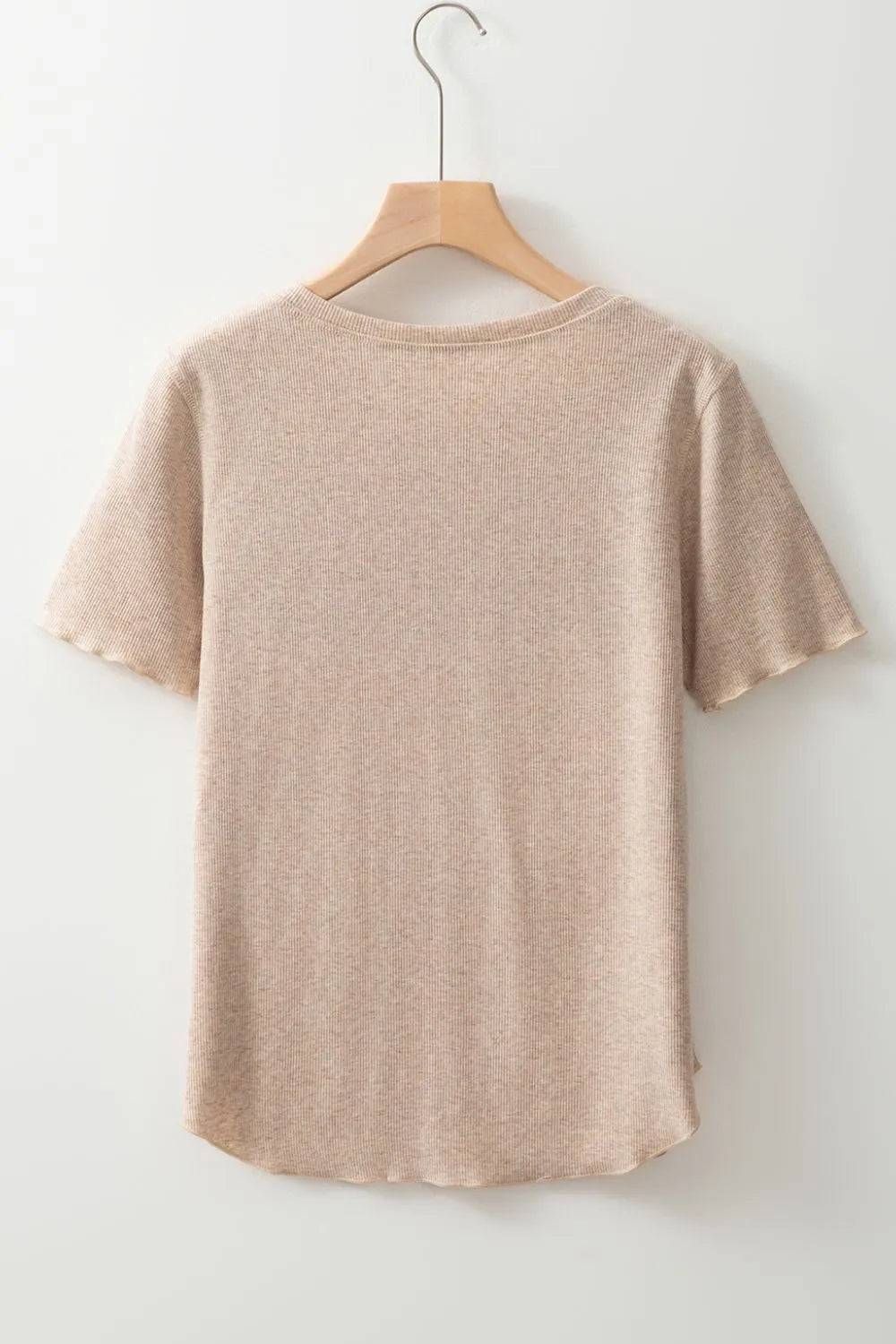 Short Sleeve Half Button Ribbed Knit Top – Trendsi | ClozArt