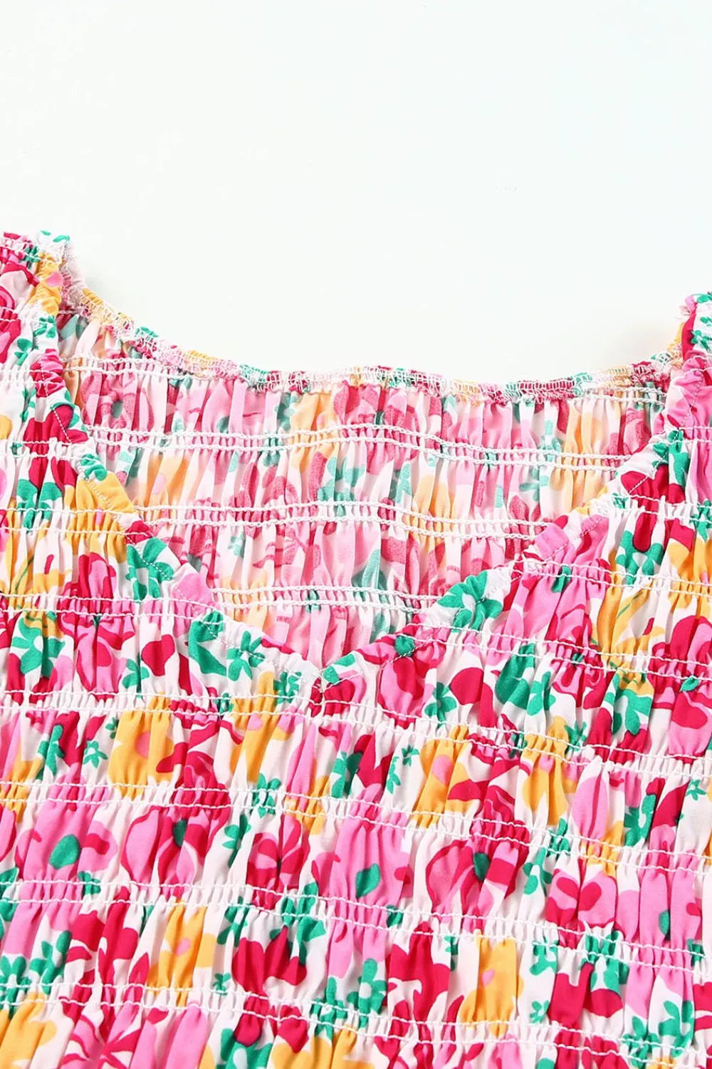 Smocked Floral V-Neck Ruffled Cap Sleeve Dress – Trendsi | ClozArt