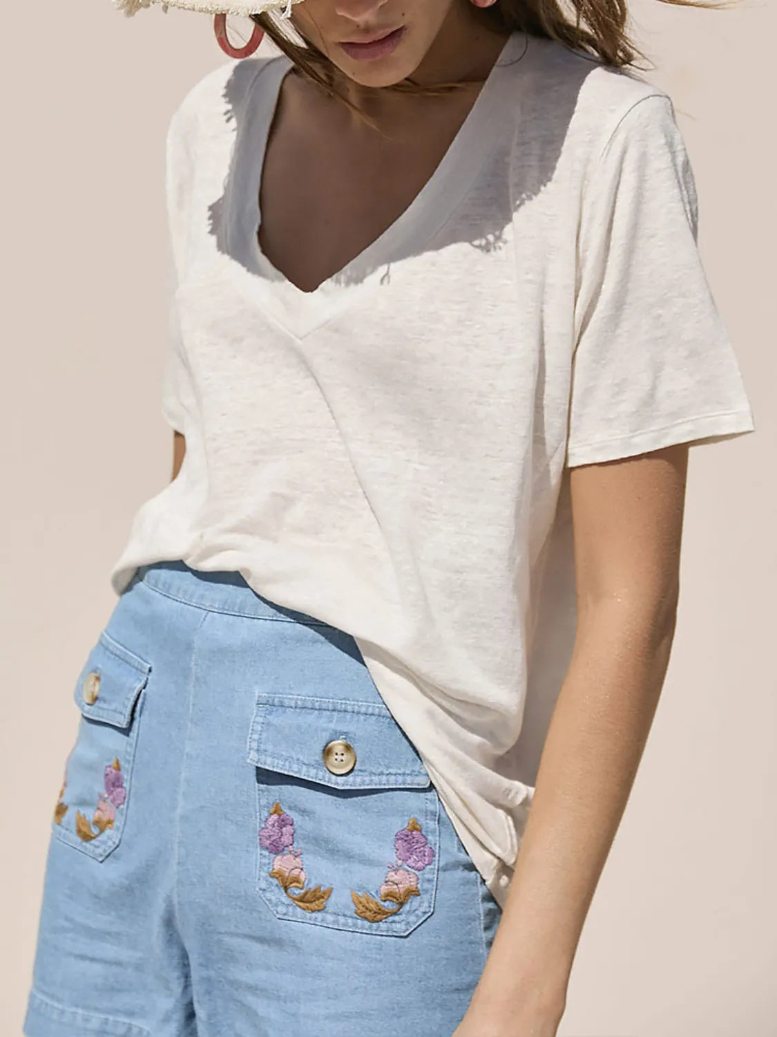 Solid V-Neck Short Sleeve T-Shirt – Trendsi | ClozArt